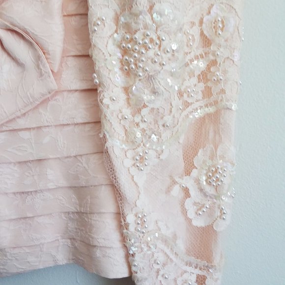 Vintage 100% Silk Beaded Blush Pink Top - Picture 3 of 6